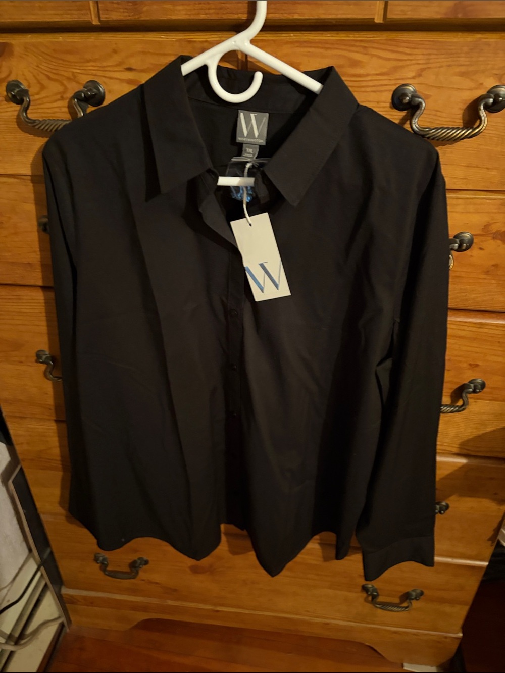 Worthington Black Button-Down Collared Women's Shirt